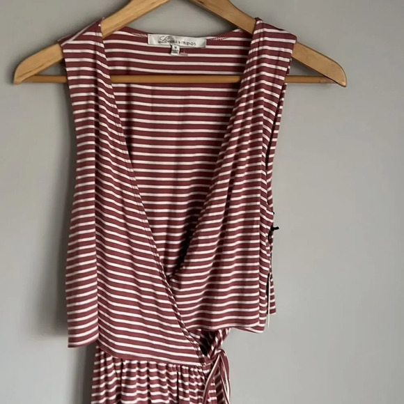 NWT Lovers + Friends Coco Red Striped Wrap Dress Draped Overlay - Picture 4 of 8